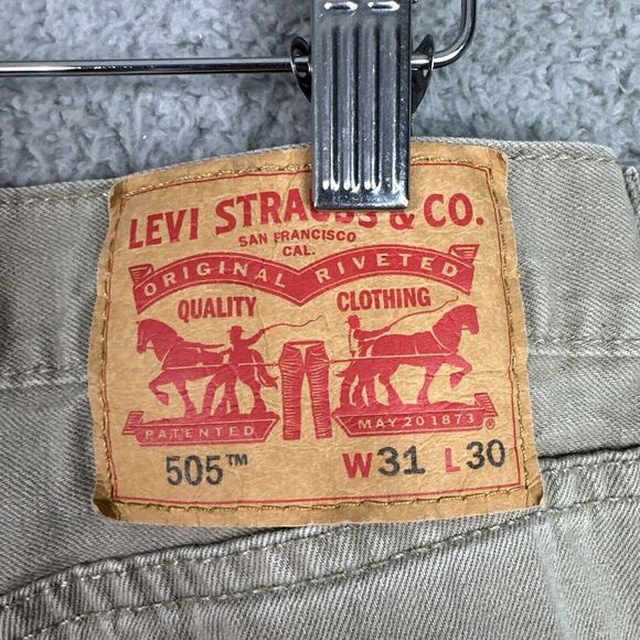 Levi's 505 Mens Jeans Size W31 L30 Camel Tan Straight Leg White Tag Modern - Picture 8 of 13